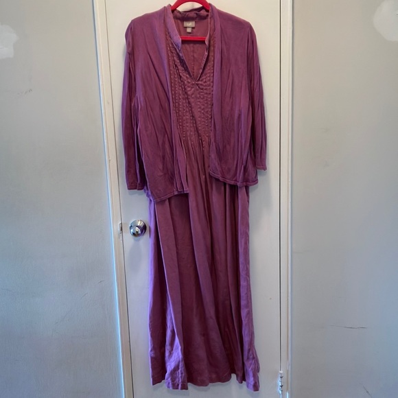 Elegant J. Jill Linen Maxi Dress with Matching Cardigan, size 3X - Picture 1 of 7